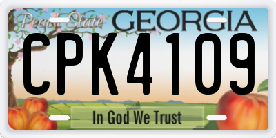 GA license plate CPK4109