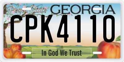 GA license plate CPK4110