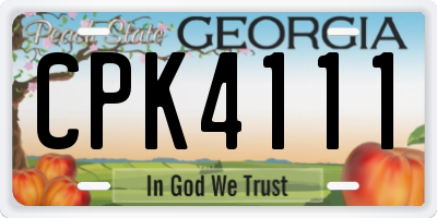 GA license plate CPK4111