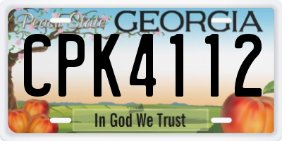GA license plate CPK4112