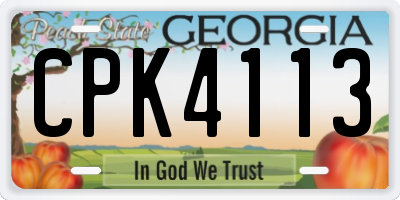 GA license plate CPK4113