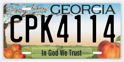 GA license plate CPK4114