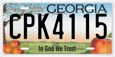 GA license plate CPK4115