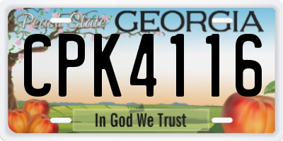 GA license plate CPK4116