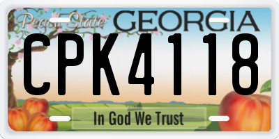 GA license plate CPK4118
