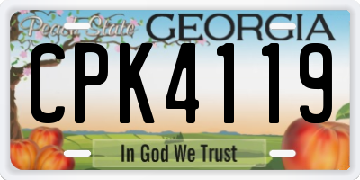 GA license plate CPK4119