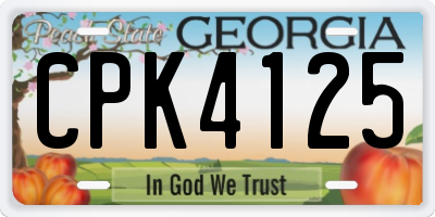 GA license plate CPK4125