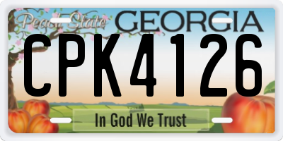 GA license plate CPK4126