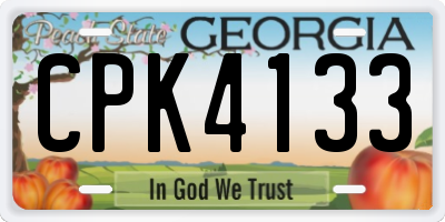 GA license plate CPK4133