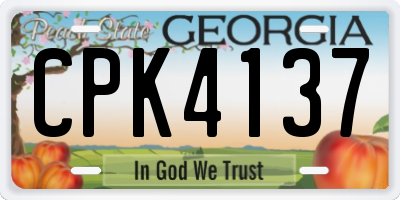 GA license plate CPK4137
