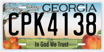 GA license plate CPK4138
