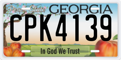 GA license plate CPK4139