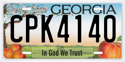 GA license plate CPK4140