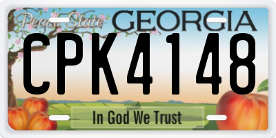 GA license plate CPK4148