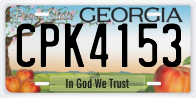 GA license plate CPK4153