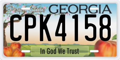 GA license plate CPK4158
