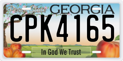 GA license plate CPK4165