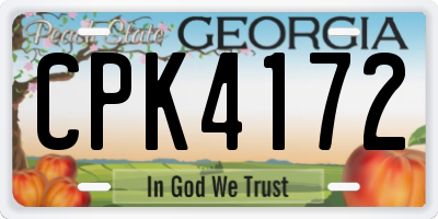 GA license plate CPK4172