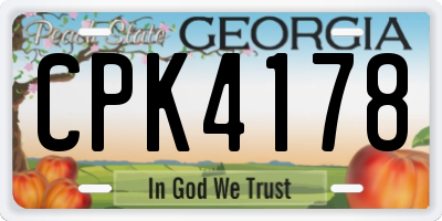 GA license plate CPK4178