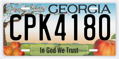 GA license plate CPK4180