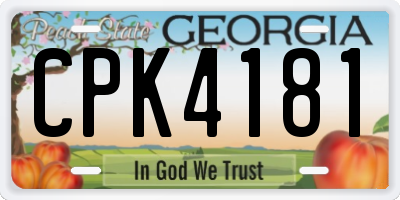 GA license plate CPK4181