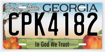 GA license plate CPK4182