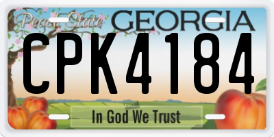 GA license plate CPK4184