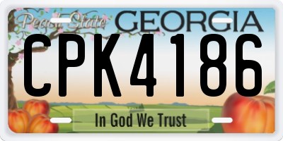 GA license plate CPK4186