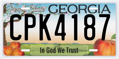 GA license plate CPK4187