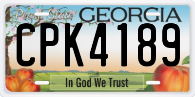 GA license plate CPK4189