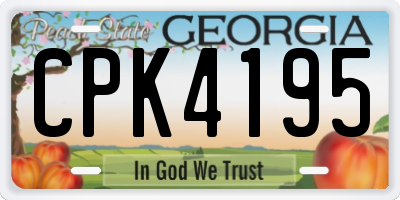 GA license plate CPK4195