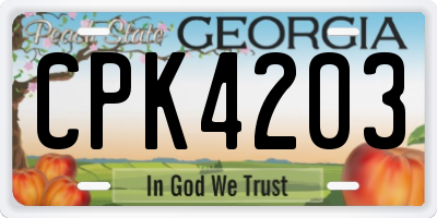 GA license plate CPK4203
