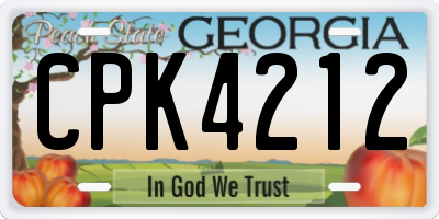 GA license plate CPK4212
