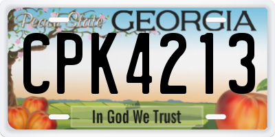 GA license plate CPK4213