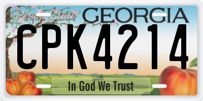 GA license plate CPK4214