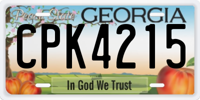 GA license plate CPK4215