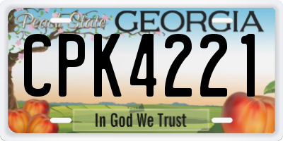 GA license plate CPK4221