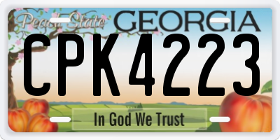 GA license plate CPK4223