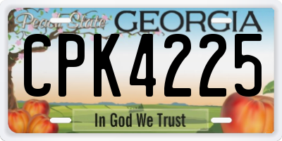 GA license plate CPK4225