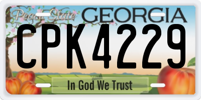 GA license plate CPK4229