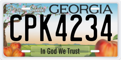 GA license plate CPK4234
