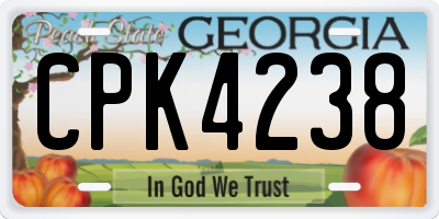 GA license plate CPK4238