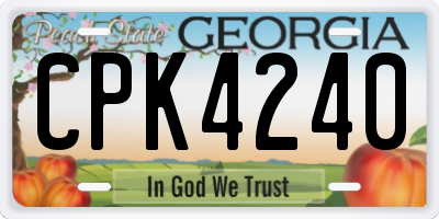 GA license plate CPK4240