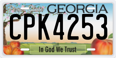 GA license plate CPK4253