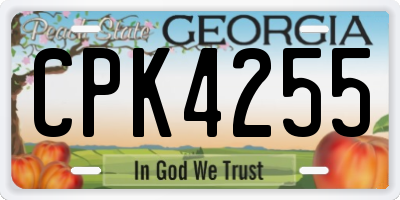 GA license plate CPK4255