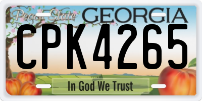 GA license plate CPK4265