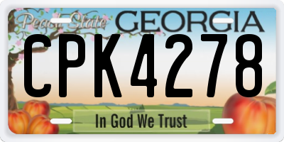 GA license plate CPK4278