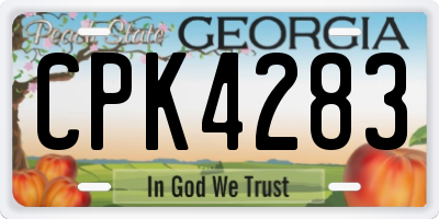 GA license plate CPK4283