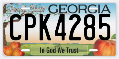 GA license plate CPK4285