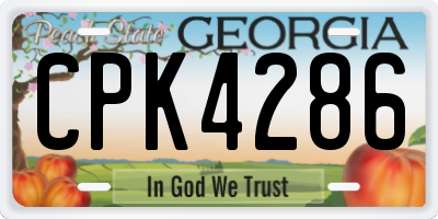 GA license plate CPK4286